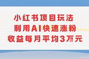 小红书商单项目新玩法,利用AI快速涨粉收益每月平均3W