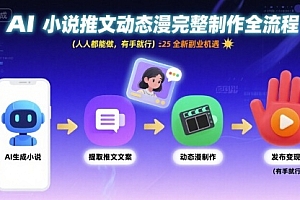 AI小说推文动态漫完整制作全流程,人人都能做,有手就行,全新副业机遇