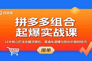 拼多多组合起爆实战课:15大核心打法含截流提价、直通车速爆与防比价盈利技巧