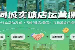 同城实体店运营课:多行业活动方案(汽修/餐饮/美容)与联盟合作技巧