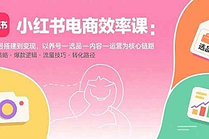 (15838期)小红书电商效率课:从账号搭建到变现,以养号-选品-内容-运营为核心链路