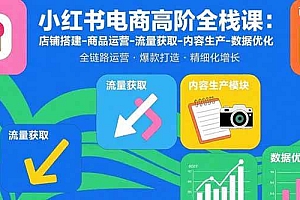 (15840期)小红书电商高阶全栈课:店铺搭建-商品运营-流量获取-内容生产-数据优化