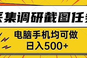 (15868期)采集,调研,截图任务,电脑手机均可做,日入500+