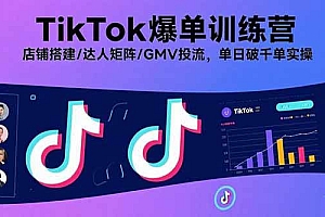 (15920期)TikTok爆单训练营,店铺搭建/达人矩阵/GMV投流,单日破千单实操