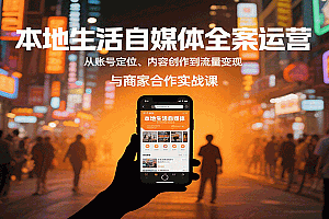 本地生活自媒体全案运营,从账号定位、内容创作到流量变现与商家合作实战课