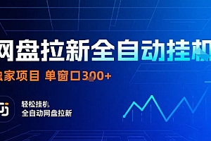 网盘拉新全自动挂G,独家项目,全自动运行完成拉新做任务,单窗口3张+【揭秘】