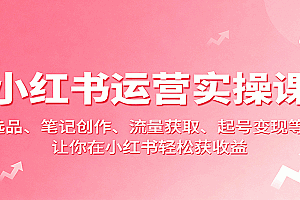 小红书运营实操课:选品、笔记创作、流量获取、起号变现等,让你在小红书轻松获收益