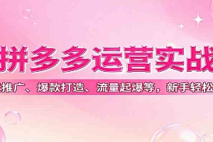 拼多多运营实战,付费推广、爆款打造、流量起爆等,新手轻松起店