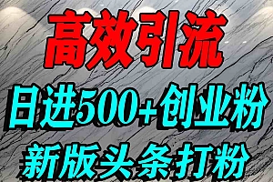 今日头条打创业粉,一篇文章就能引流几百个精准创业粉,日进500+精准流量