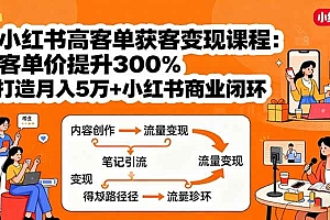 (15981期)小红书高客单获客变现课程:客单价提升300%,打造月入10万+小红书商业闭环