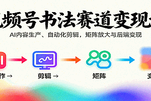 视频号书法赛道变现课:AI内容生产、自动化剪辑,矩阵放大与后端变现