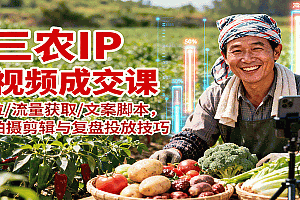 三农IP短视频成交课:定位/流量获取/文案脚本,掌握拍摄剪辑与复盘投放技巧