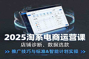 2025淘系电商运营课:店铺诊断、数据选款,推广技巧与标准&智能计划实操