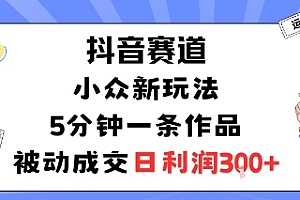 抖音赛道:小众新玩法,5分钟一条作品,被动成交,日利润3张