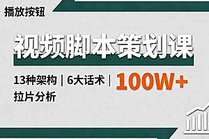 (16137期)视频脚本策划课,13种架构、6大话术、拉片分析,单条播放百万+
