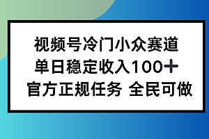 (16234期)视频号小众赛道,单日稳定收入100+,适合所有人