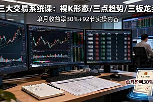 (16269期)三大交易系统课:裸K形态/三点趋势/三板体系,单月收益率30%+92节实操内容