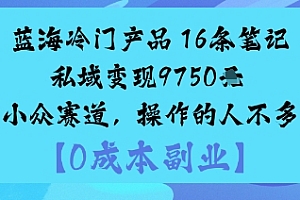 蓝海冷门产品:16条笔记私域变现9750米小众赛道,操作的人不多