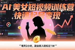 AI美女短视频训练营,快速起号变现,每天2小时,副业收入轻松过1W