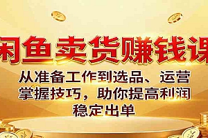闲鱼卖货赚钱课:从准备工作到选品、运营,掌握技巧,助你提高利润稳定出单