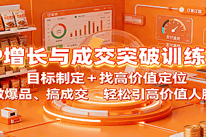 IP增长与成交突破训练营:目标制定+找高价值定位,做爆品、搞成交,轻松引高价值人脉