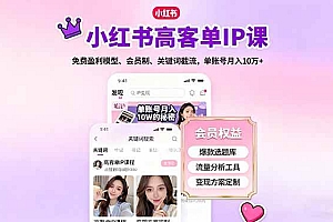 (16295期)小红书高客单IP课,免费盈利模型、会员制、关键词截流,单账号月入10万+