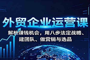外贸企业运营课:解析赚钱机会,用八步法定战略、建团队、做营销与选品