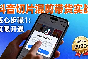 (16319期)抖音切片混剪带货实战:权限开通、商品挂车、混剪手法,新手月入8000+