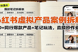 小红书虚拟产品案例拆解:100+同行爆款产品+笔记玩法,直接抄作业