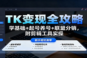 TK变现全攻略:学基础+起号养号+联盟分销,附剪辑工具实操