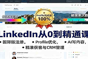 LinkedIn从0到精通课:国际版注册,Profile优化,AI写内容,精准获客与CRM管理