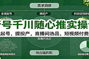 新号千川随心推实操课:全域起号,提投产,直播间选品,短视频付费拉爆