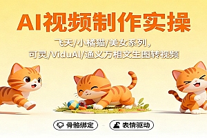 AI视频制作实操,飞天/小橘猫/美女系列,可灵/ViduAl/通义万相文生图转视频