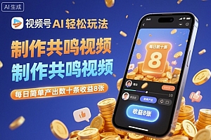 视频号AI轻松玩法,制作共鸣视频,每日简单产出数十条收益8张