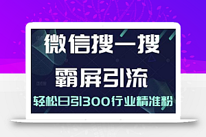 微信搜一搜霸屏引流课,打造被动精准引流系统,轻松日引300行业精准粉【无水印】