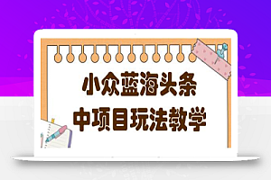 蓝海小众领域头条项目玩法，收益稳定，做的时间越久收益越高