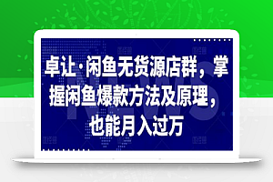 卓让·闲鱼无货源店群,掌握闲鱼爆款方法及原理,也能月入过万