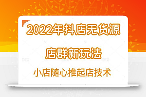 小卒·2022年抖店无货源店群新玩法汇总和小店随心推起店技术