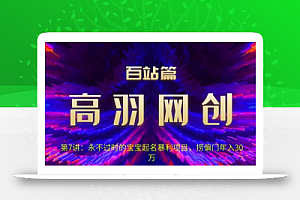 高羽网创百站篇第7讲:永不过时的宝宝起名红利项目,捞偏门年入30万【视频课程】