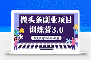 微头条副业项目训练营3.0:单天做到50-100+收益【视频教程】