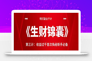 明灯副业千计—《生财锦囊》第三计收益过千首次揭秘新手必备