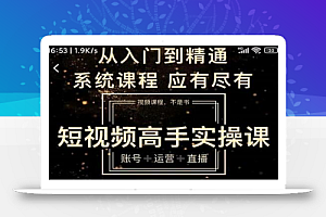 短视频高手实操课:账号+运营+直播,从入门到精通,系统课程,应有尽有