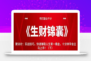 明灯副业千计—《生财锦囊》第50计:实战技巧,快速赚取人生第一桶金,十分钟学会立马上手!(下)【视频课程】