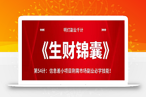 明灯副业千计—《生财锦囊》第54计:信息差小项目刚需市场副业必学技能!【视频课程】