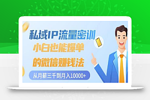 私域IP流量密训:小白也能爆单的微信赚钱法,从月薪三千到月入10000+