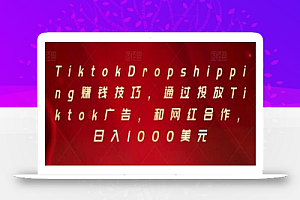 Tiktok Dropshipping赚钱技巧，通过投放Tiktok广告，和网红合作，日入1000美元