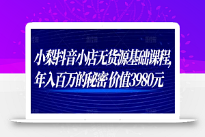 小梨抖音小店无货源基础课程,年入百万的秘密 价值 3980元