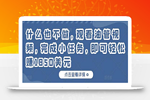什么也不做,观看油管视频,完成小任务,即可轻松赚150美元