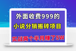 外面收费999的小说分销搬砖项目:实战两个半月赚了5W块,操作简单!