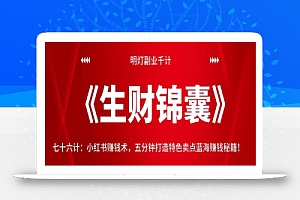 明灯副业千计—《生财锦囊》76计:小红书赚钱术,五分钟打造特色卖点蓝海赚钱秘籍!【视频课程】
